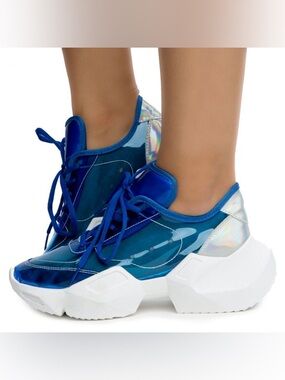 💕 8 Yoki PLUNDER Blue Clear & Iridescent Sneakers 💕 SALE 3 for $30 Bundle!